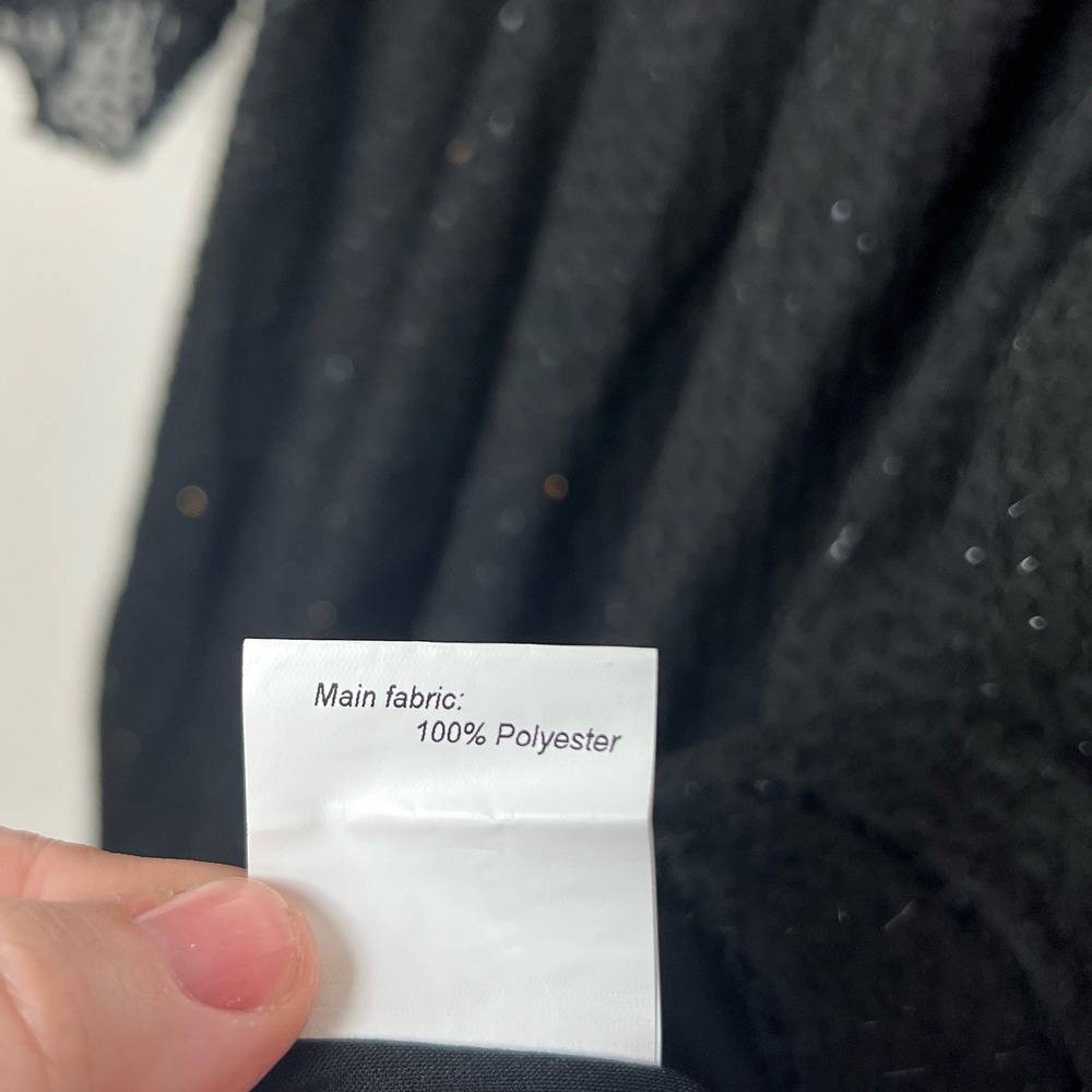 Chic Soul Black Mini Dress Sparkle Square Neck Long Sleeve‎ Babydoll Coquette 3X - Picture 5 of 5